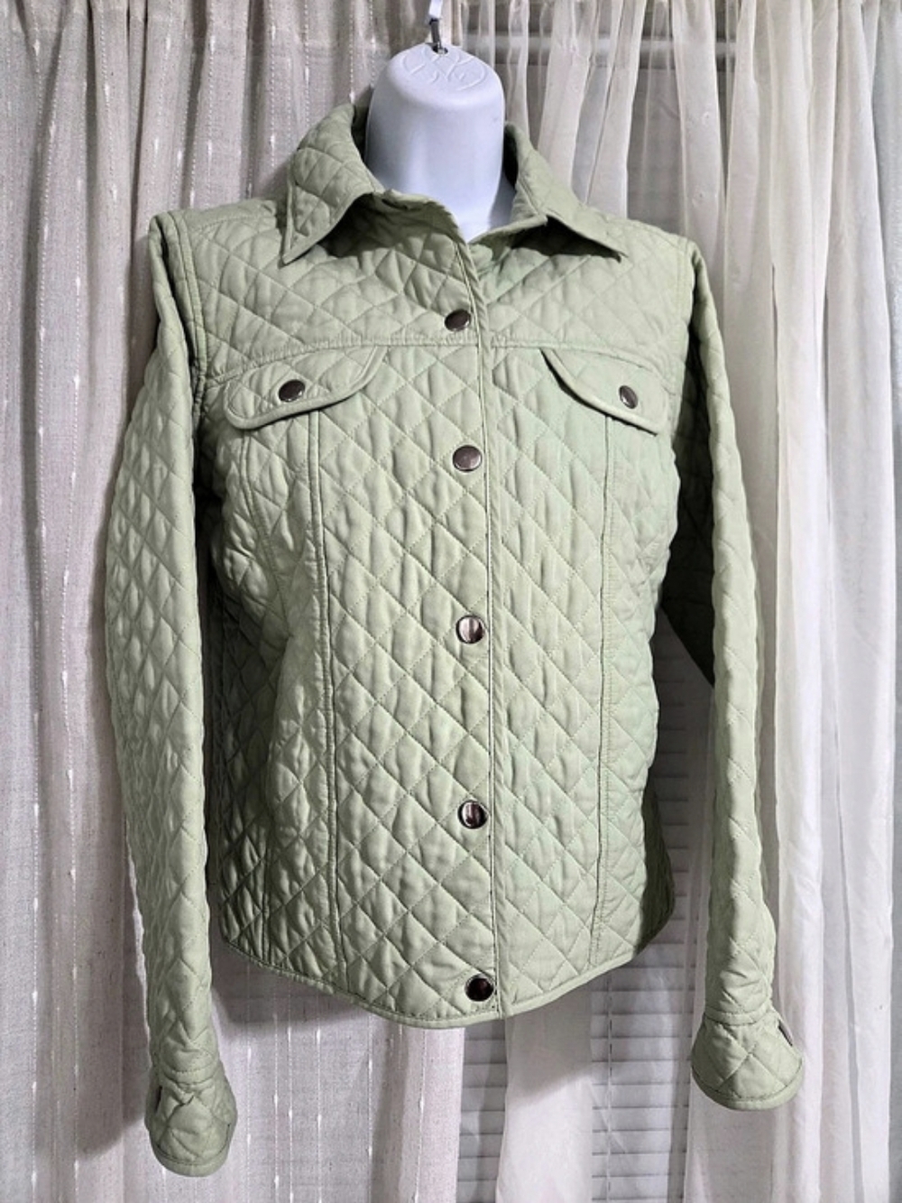 Horse By Liz Claiborne Quilted Utility Jacket in Limey Green Size Medium